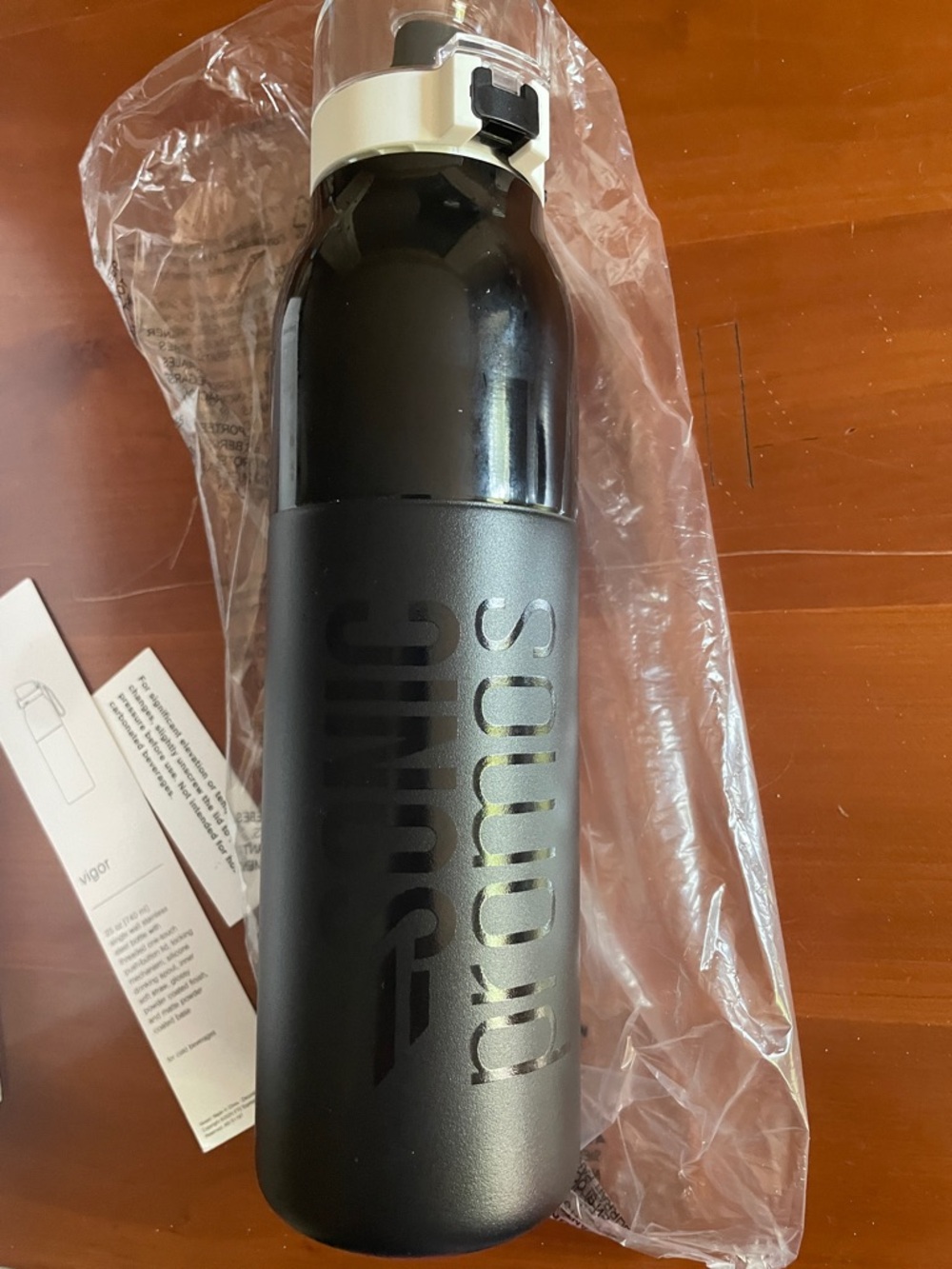 h2go Vigor Black Insulated Water Bottle with Flip-Top Lid